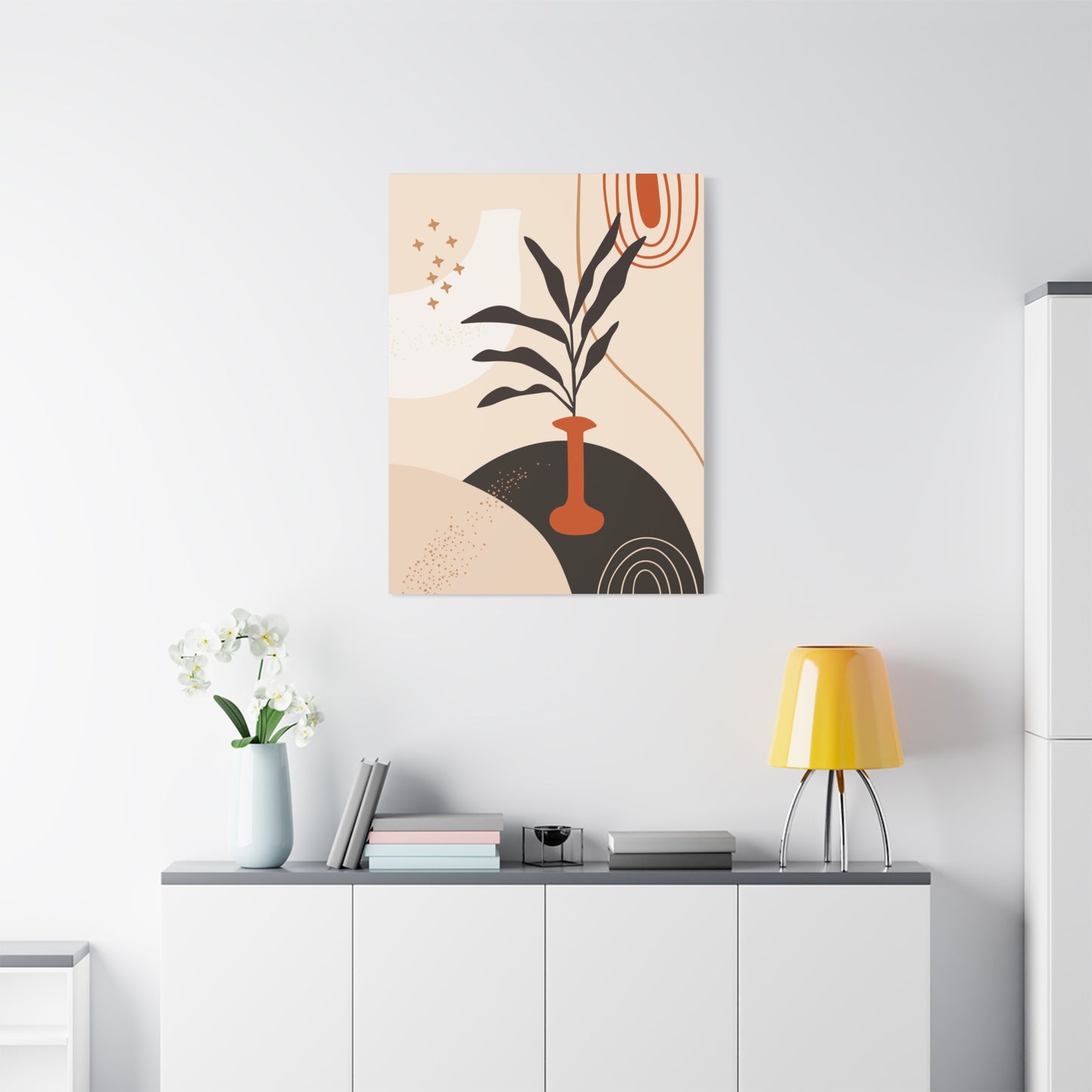 Boheme Luna  Art Set 1.1 - Matte Canvas Decor with Minimalist Leaf Design