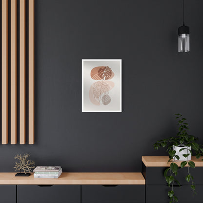 Brown Leaf Wall Painting Set 1.2 - Matte Canvas Decor with Minimalist Leaf Design