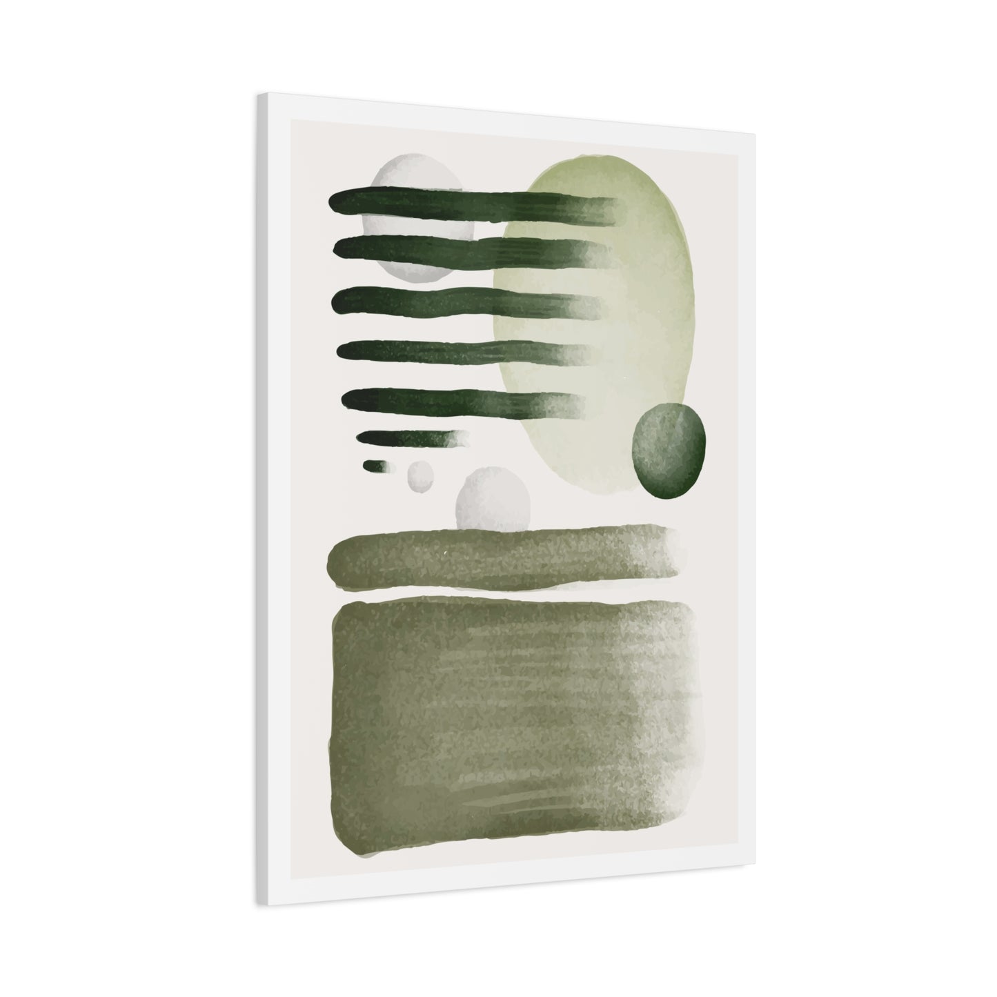 Olive Green Art Set 1.1 - Matte Canvas Decor with Minimalist Leaf Design