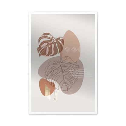 Brown Leaf Wall Painting Set 1.1 - Matte Canvas Decor with Minimalist Leaf Design
