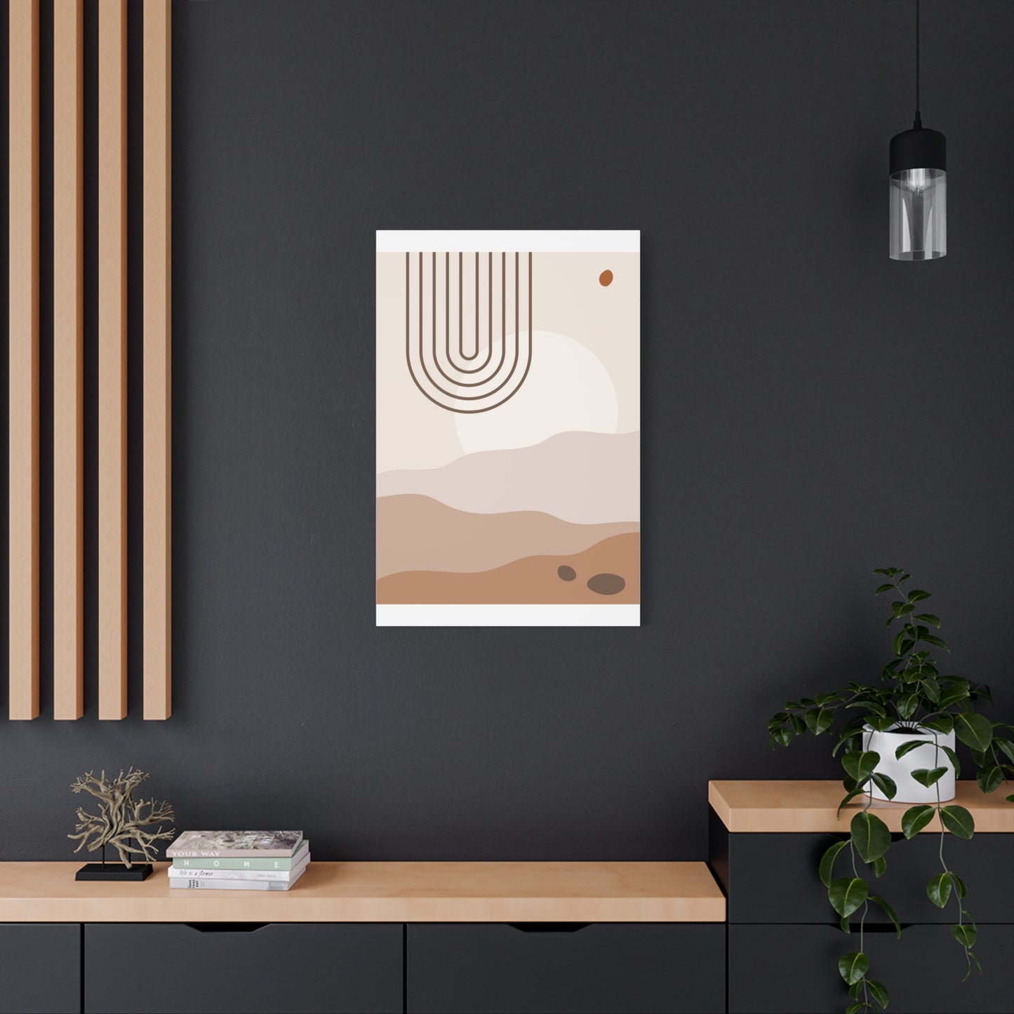 Brown View Wall Art Set 1.1 - Matte Canvas Decor with Minimalist Leaf Design