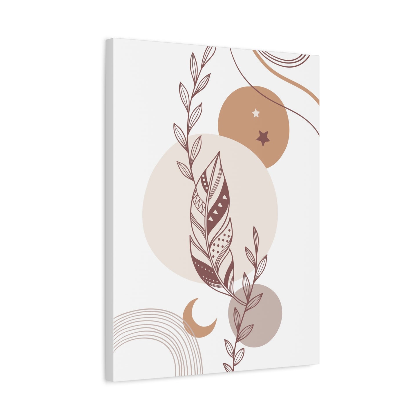 Sunset Botanica Art 1.3 - Matte Canvas Decor with Minimalist Leaf Design