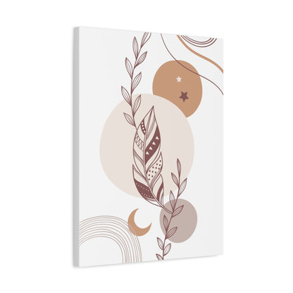 Sunset Botanica Art 1.3 - Matte Canvas Decor with Minimalist Leaf Design