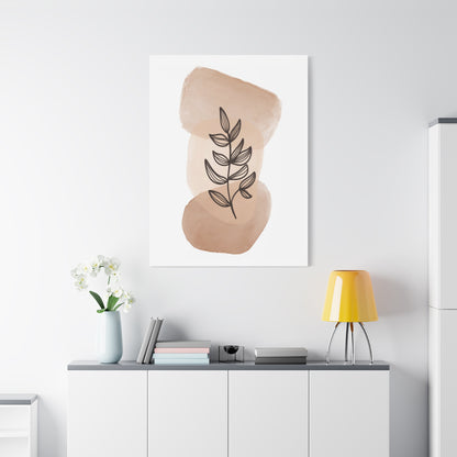 Brown Botanical Wall Art Set 1.1 - Matte Canvas Decor with Minimalist Leaf Design