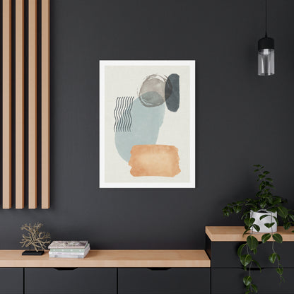 Blue Tone Watercolor Brush Art Set 1.2 - Matte Canvas Decor with Minimalist Leaf Design