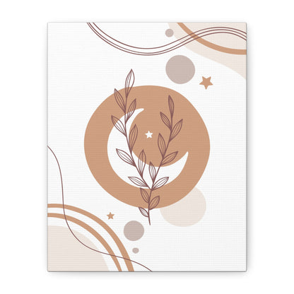 Sunset Botanica Art 1.1 - Matte Canvas Decor with Minimalist Leaf Design