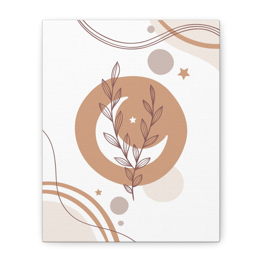Sunset Botanica Art 1.1 - Matte Canvas Decor with Minimalist Leaf Design