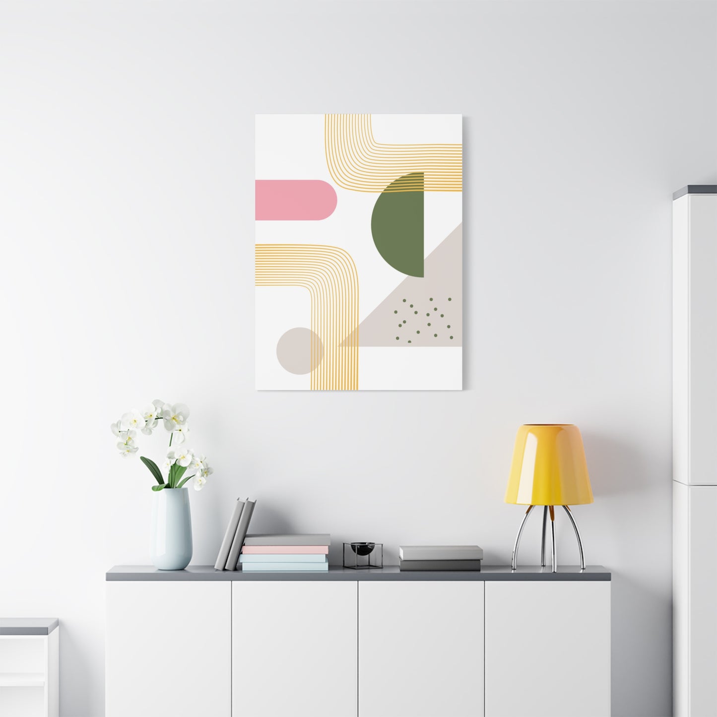 Minimal Geo Art Set 1.3 - Matte Canvas Decor with Minimalist Leaf Design