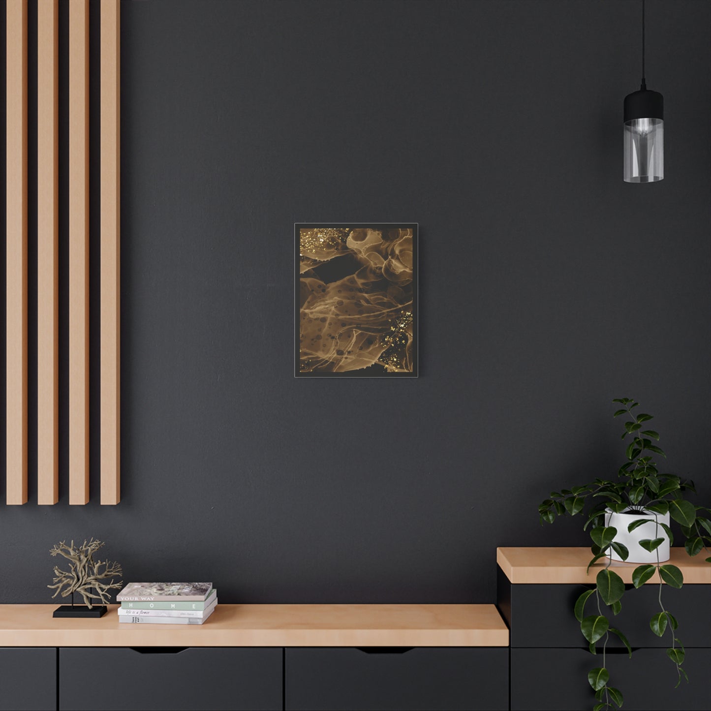Gold Dust Art Set 1.2 - Matte Canvas Decor with Minimalist Leaf Design