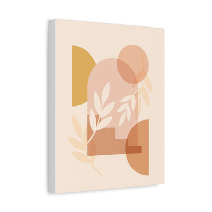 Abstract Terracotta Botanical Art Set 1.1 - Matte Canvas Decor with Minimalist Leaf Design