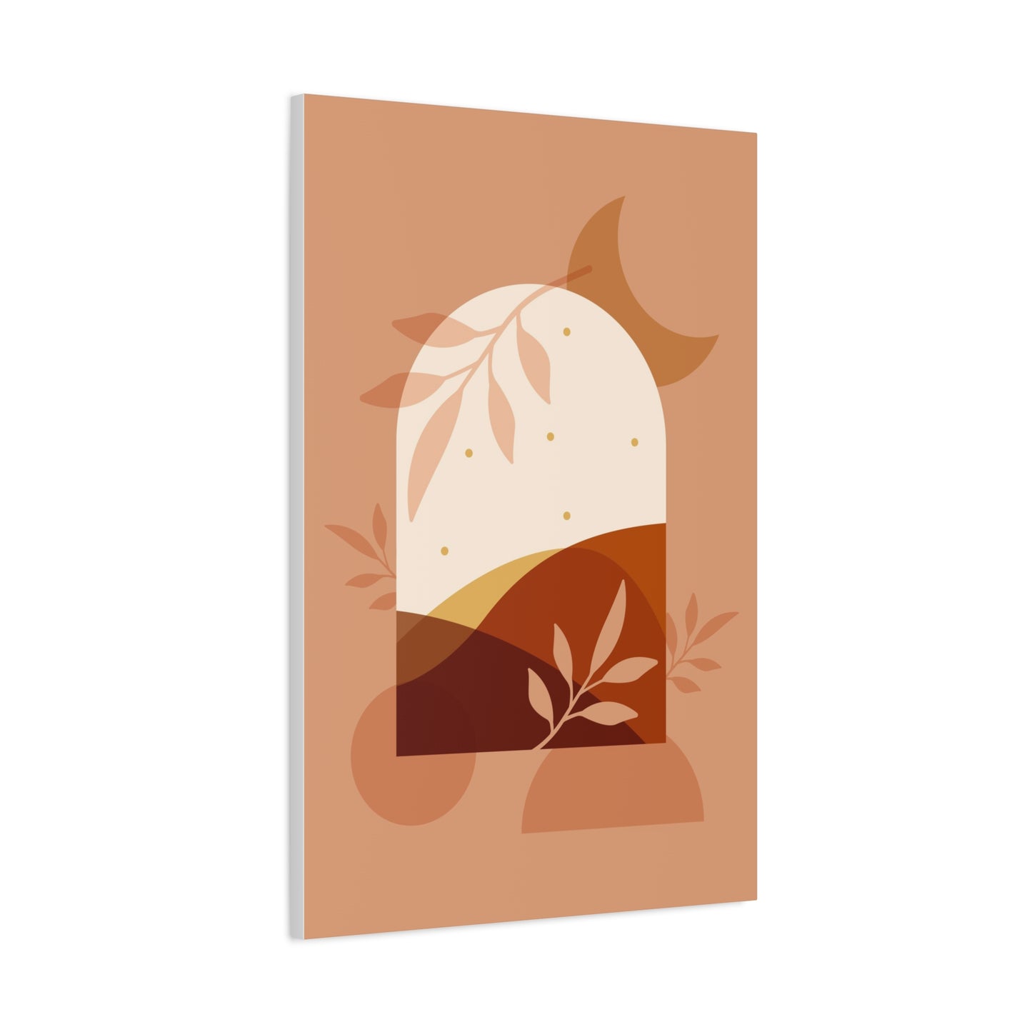 Abstract Terracotta Botanical Art Set 1.3 - Matte Canvas Decor with Minimalist Leaf Design