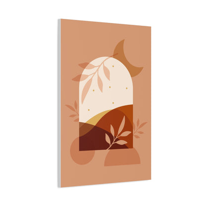 Abstract Terracotta Botanical Art Set 1.3 - Matte Canvas Decor with Minimalist Leaf Design