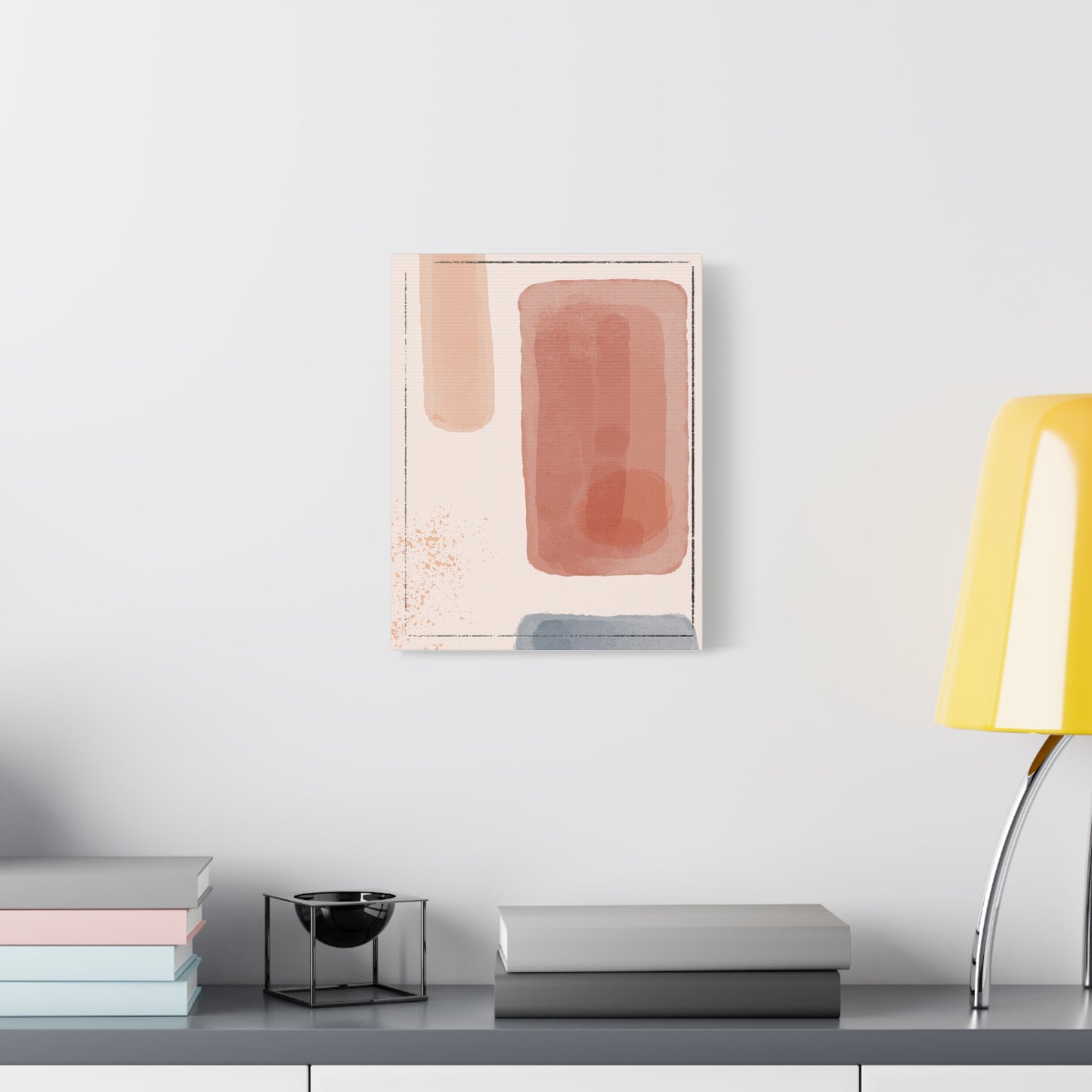Pink Water Minimal Art Set 1.3 - Matte Canvas Decor with Minimalist Leaf Design