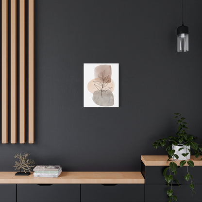 Brown Modern Botanical Wall Art Set 1.3 - Matte Canvas Decor with Minimalist Leaf Design