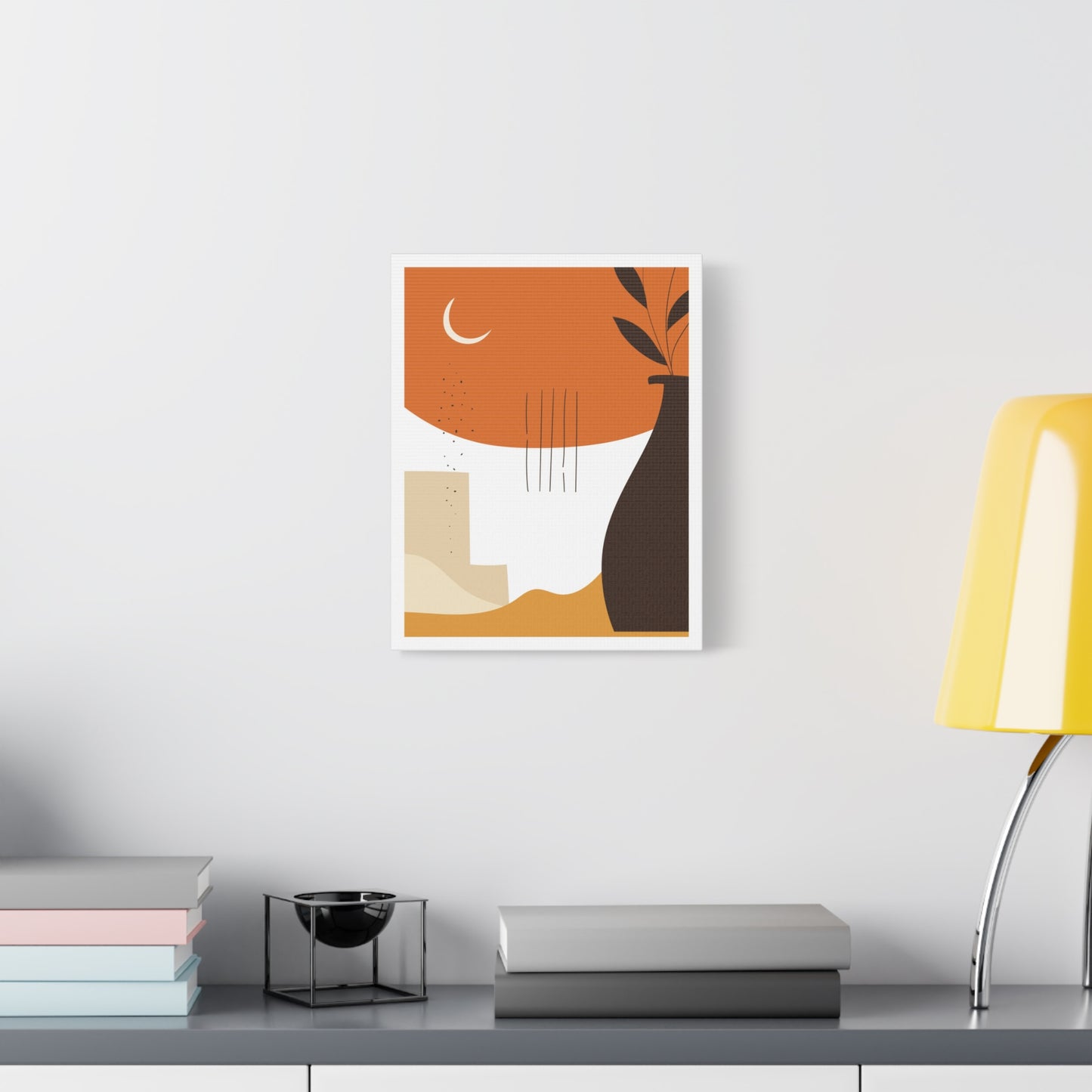 Lunar Bloom Art Set 1.3 - Matte Canvas Decor with Minimalist Leaf Design