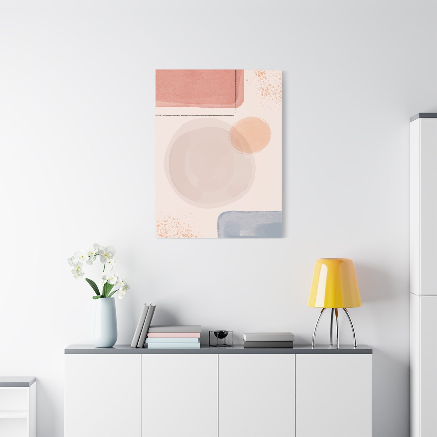 Pink Water Minimal Art Set 1.1 - Matte Canvas Decor with Minimalist Leaf Design