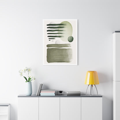 Olive Green Art Set 1.1 - Matte Canvas Decor with Minimalist Leaf Design
