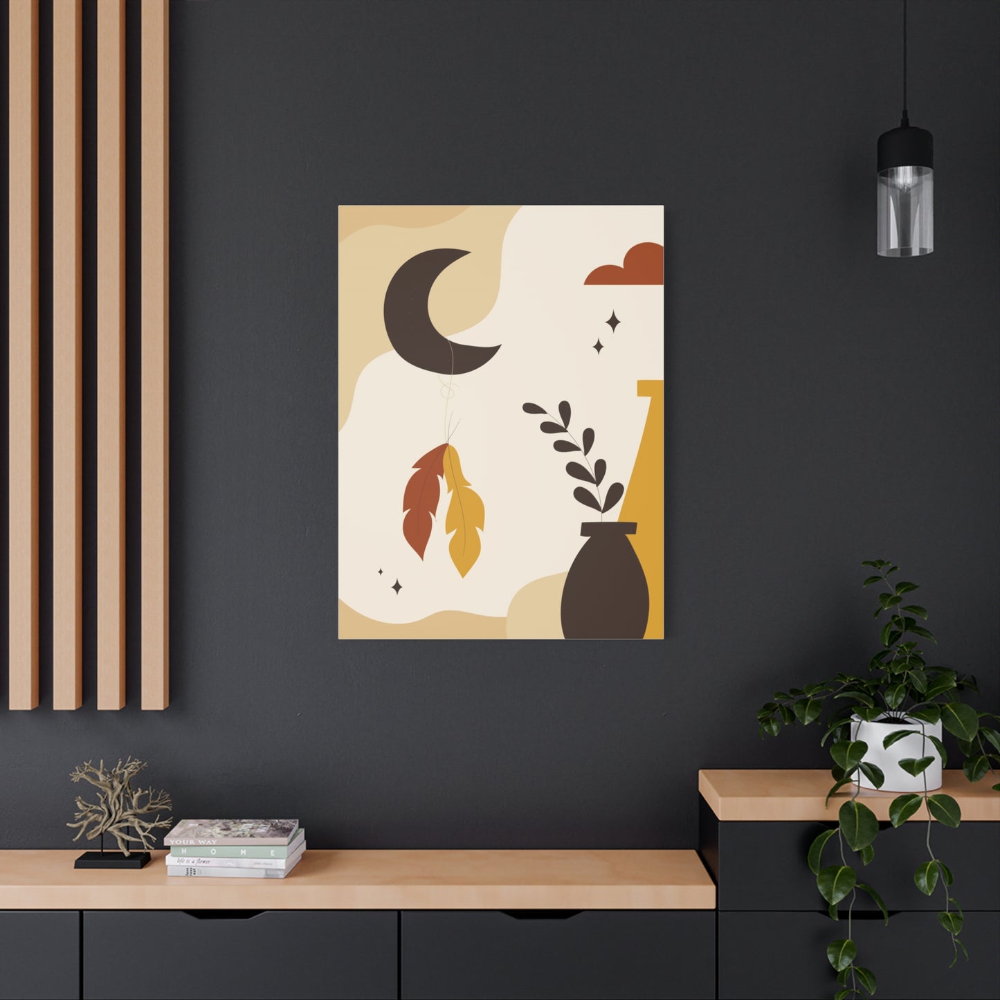 Nocturne Petal Art Set 1.2 - Matte Canvas Decor with Minimalist Leaf Design