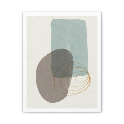 Blue Tone Watercolor Brush Art Set 1.1 - Matte Canvas Decor with Minimalist Leaf Design