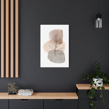 Brown Modern Botanical Wall Art Set 1.3 - Matte Canvas Decor with Minimalist Leaf Design