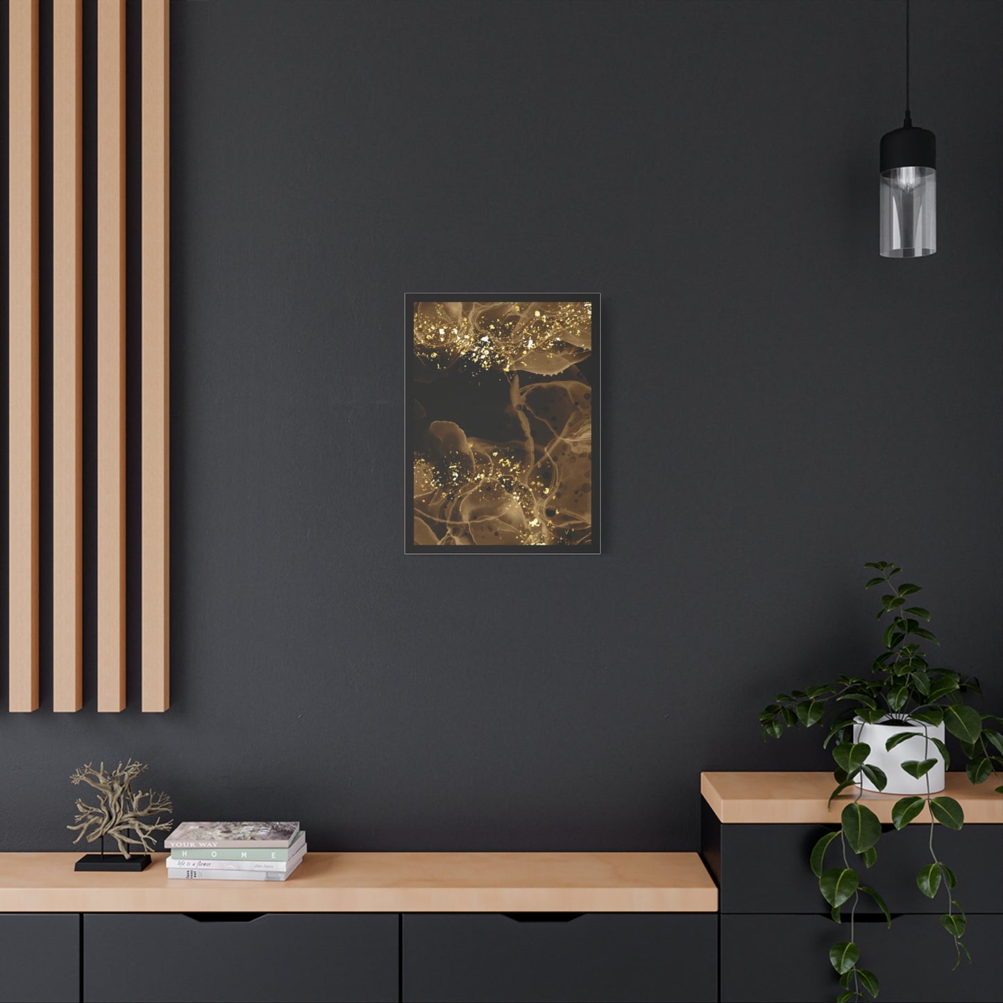 Gold Dust Art Set 1.3 - Matte Canvas Decor with Minimalist Leaf Design