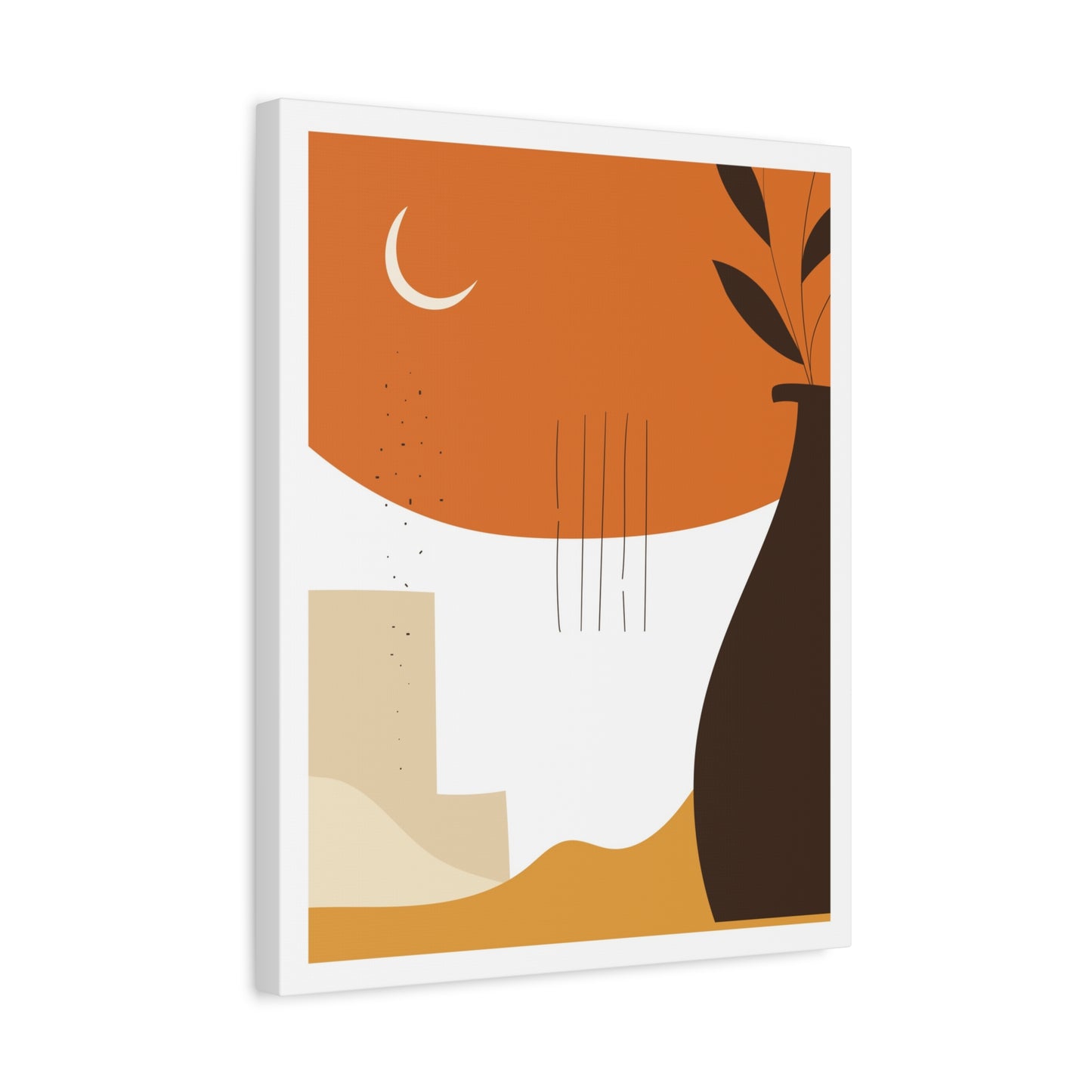 Lunar Bloom Art Set 1.3 - Matte Canvas Decor with Minimalist Leaf Design