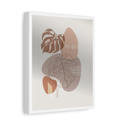 Brown Leaf Wall Painting Set 1.1 - Matte Canvas Decor with Minimalist Leaf Design