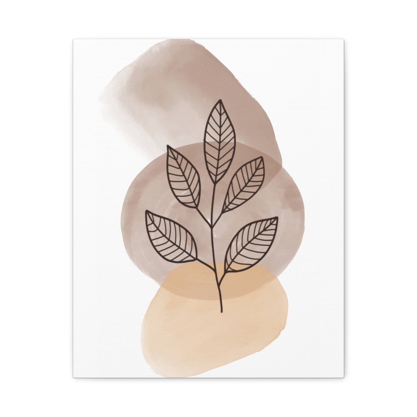 Brown Modern Botanical Wall Art Set 1.2 - Matte Canvas Decor with Minimalist Leaf Design