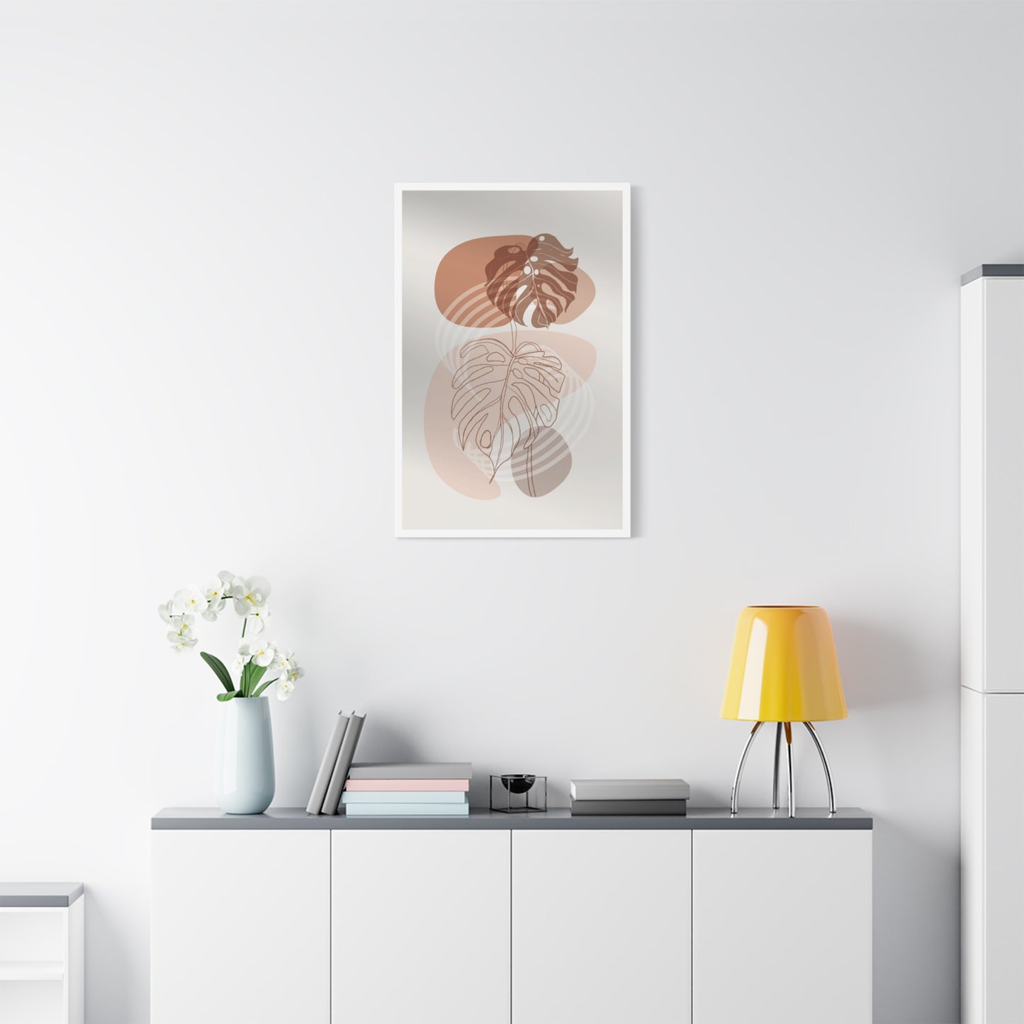Brown Leaf Wall Painting Set 1.2 - Matte Canvas Decor with Minimalist Leaf Design