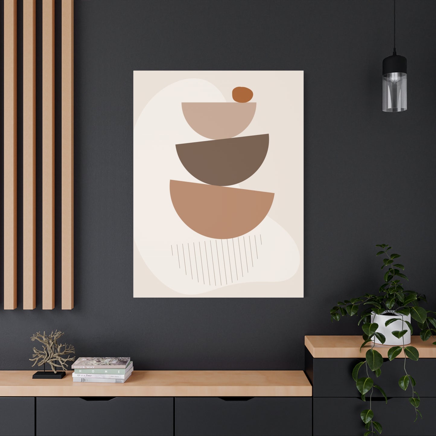 Brown View Wall Art Set 1.2 - Matte Canvas Decor with Minimalist Leaf Design