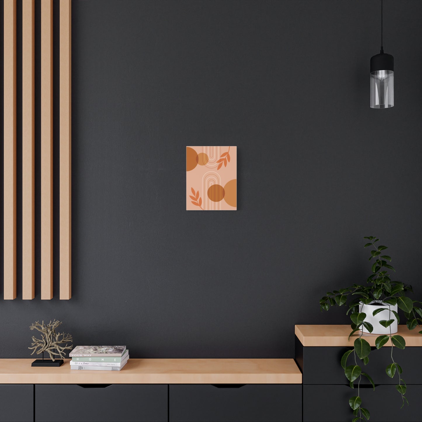 Abstract Terracotta Botanical Art Set 1.2 - Matte Canvas Decor with Minimalist Leaf Design