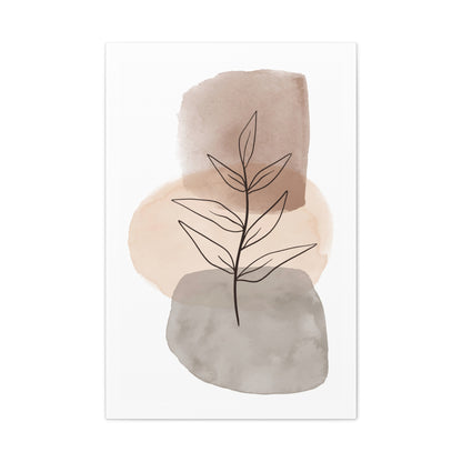 Brown Botanical Wall Art Set 1.3 - Matte Canvas Decor with Minimalist Leaf Design