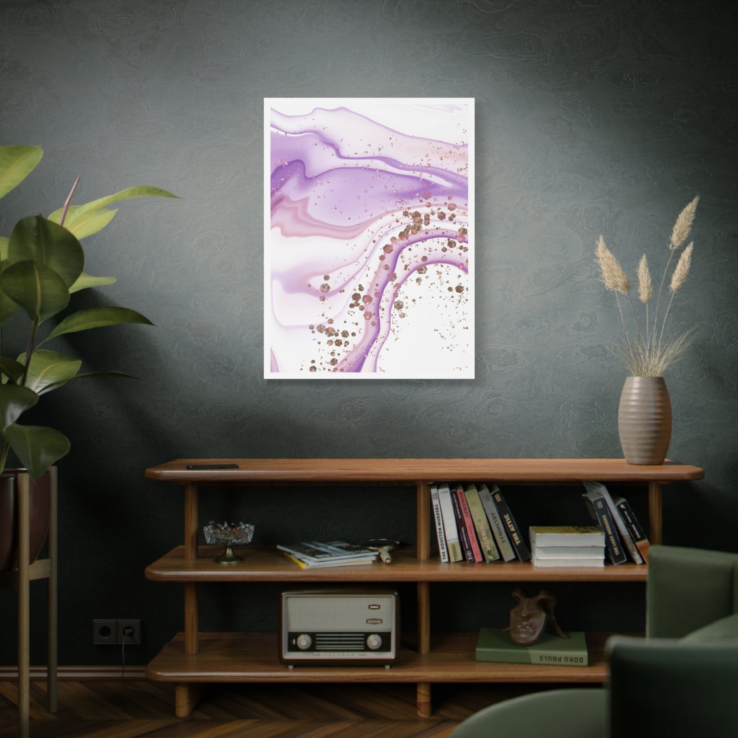 Blush Pink Marble Wall Art Set 1.3 - Matte Canvas Decor with Minimalist Leaf Design