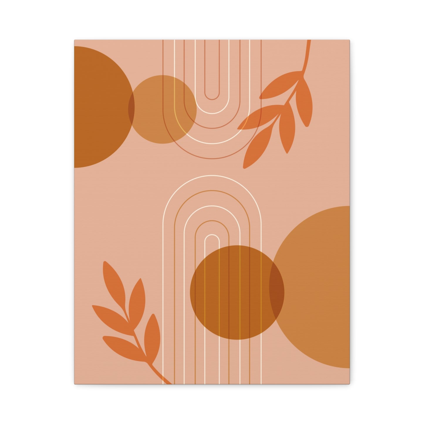 Abstract Terracotta Botanical Art Set 1.2 - Matte Canvas Decor with Minimalist Leaf Design