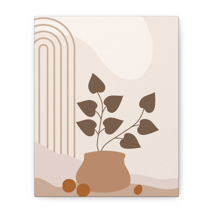 Brown View Wall Art Set 1.3 - Matte Canvas Decor with Minimalist Leaf Design