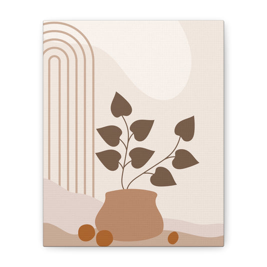 Brown View Wall Art Set 1.3 - Matte Canvas Decor with Minimalist Leaf Design