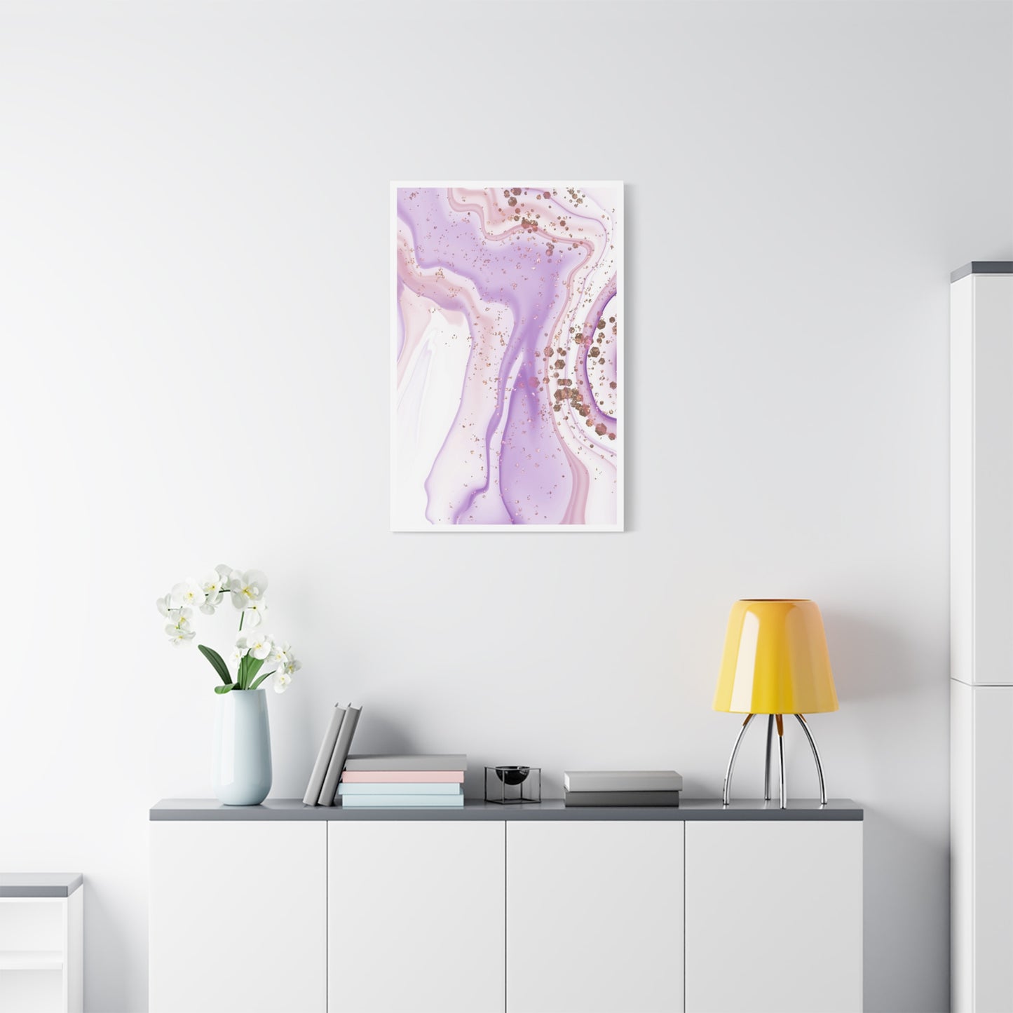 Blush Pink Marble Wall Art Set 1.2 - Matte Canvas Decor with Minimalist Leaf Design
