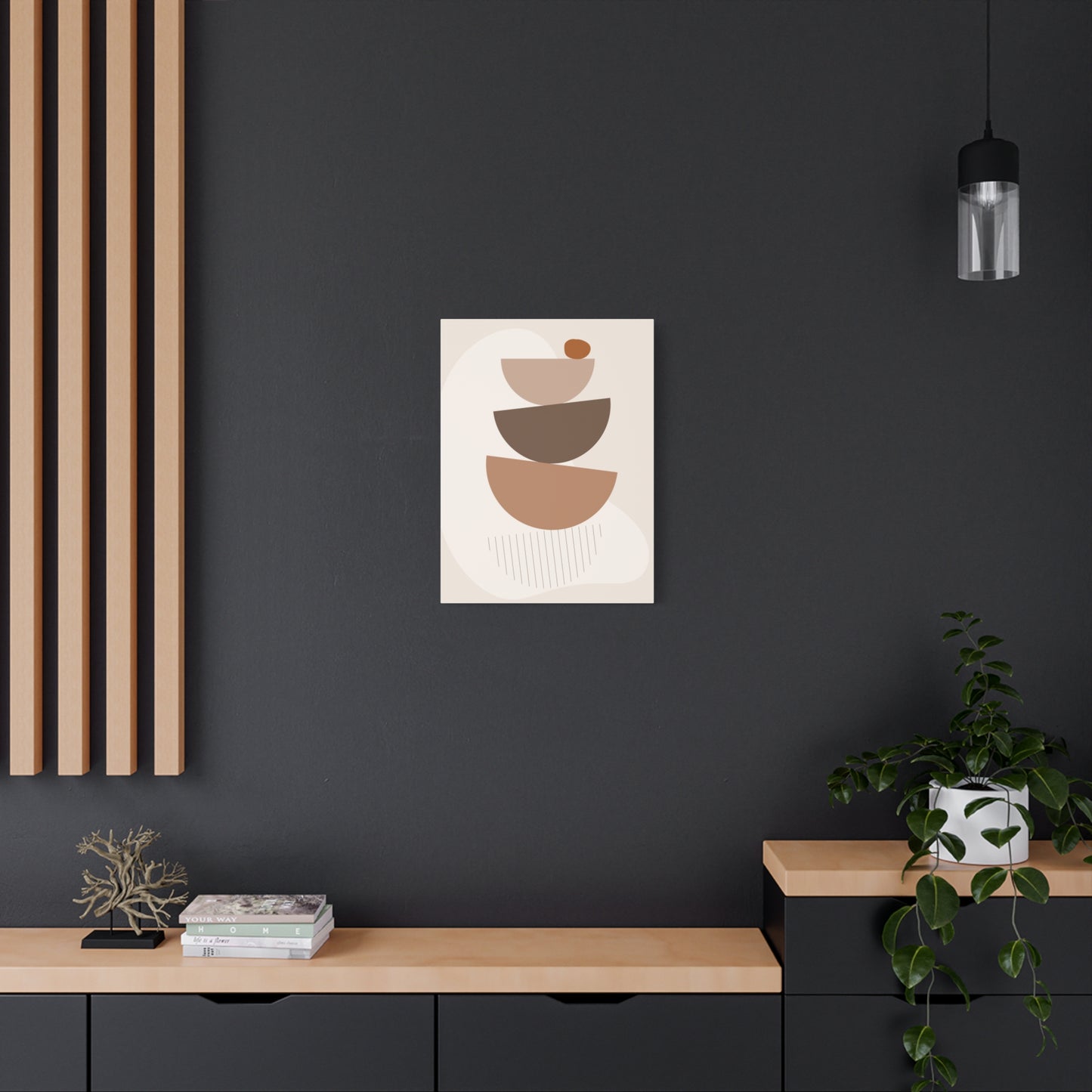 Brown View Wall Art Set 1.2 - Matte Canvas Decor with Minimalist Leaf Design