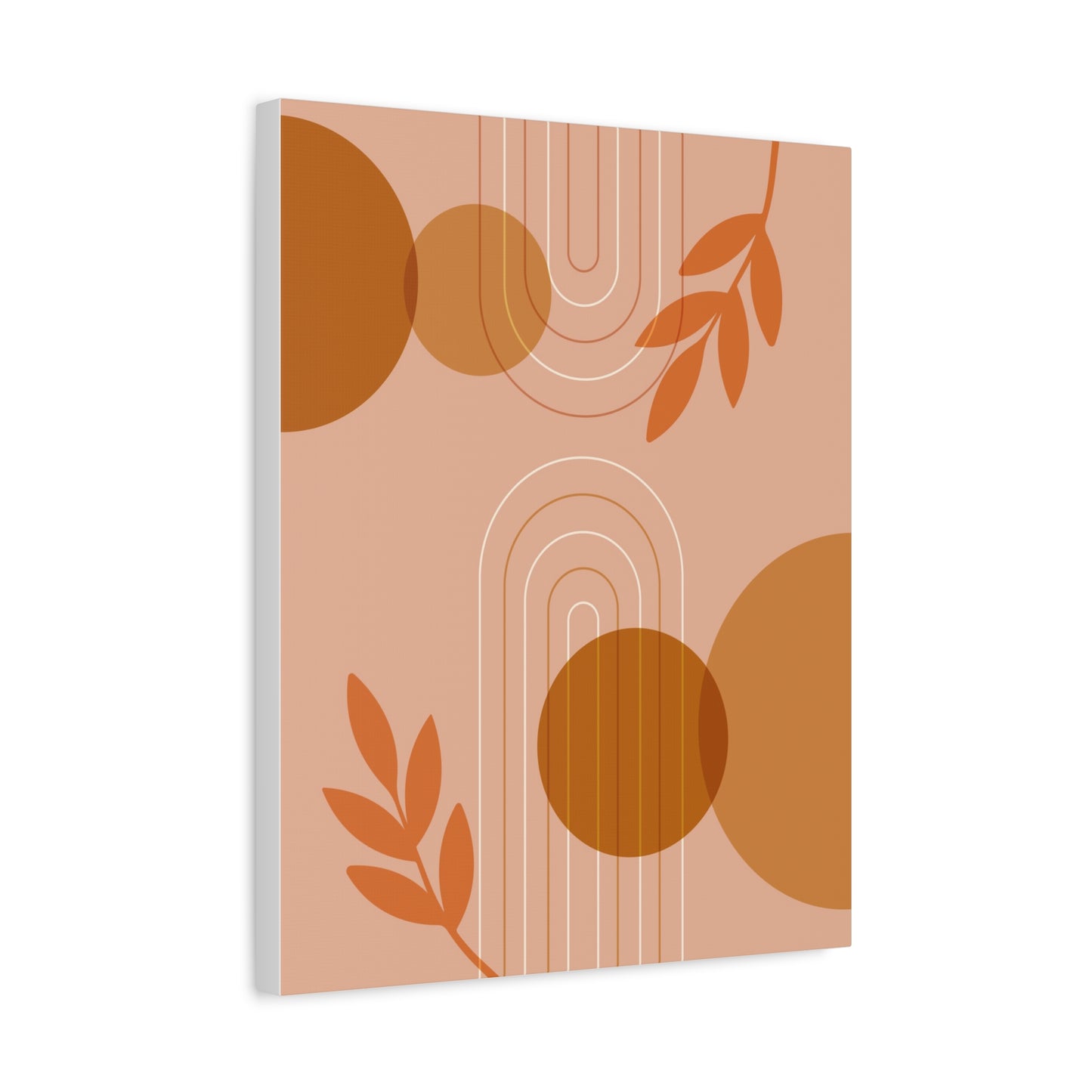 Abstract Terracotta Botanical Art Set 1.2 - Matte Canvas Decor with Minimalist Leaf Design