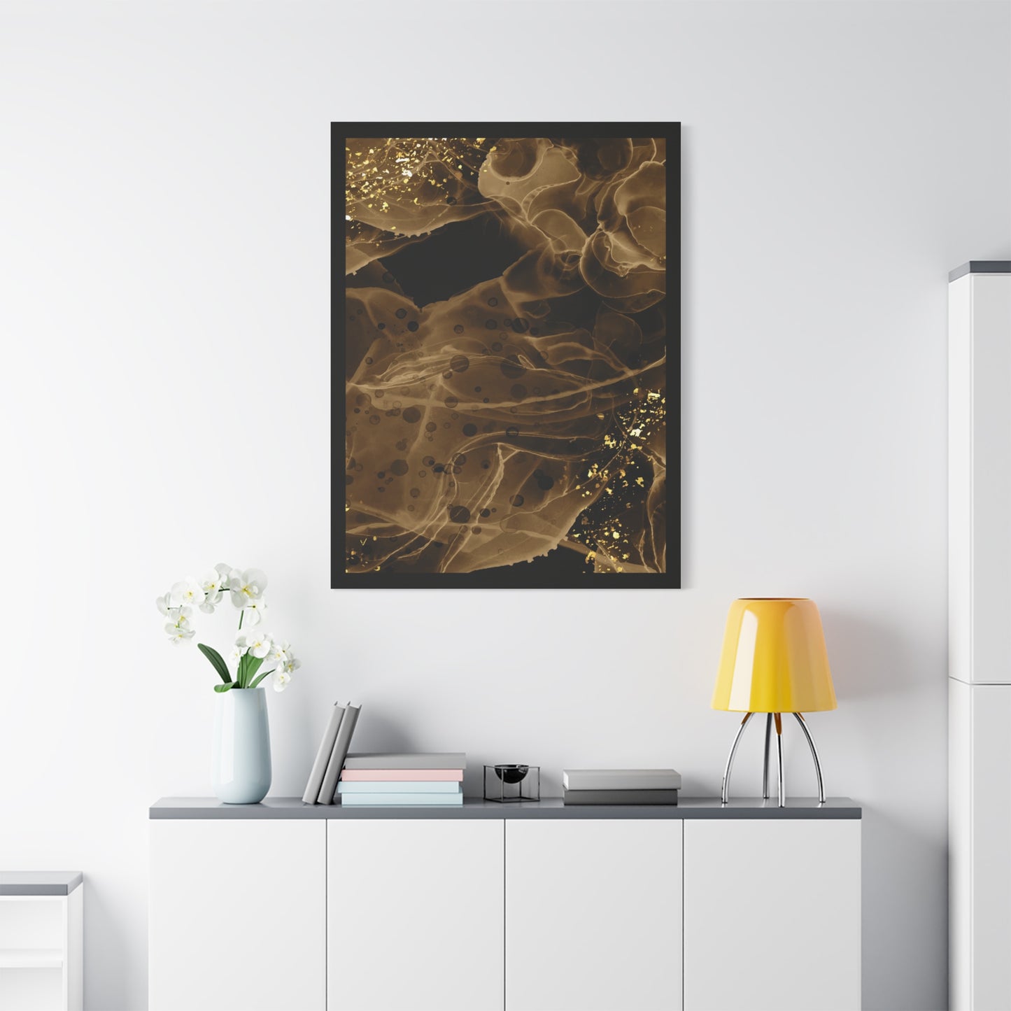 Gold Dust Art Set 1.2 - Matte Canvas Decor with Minimalist Leaf Design