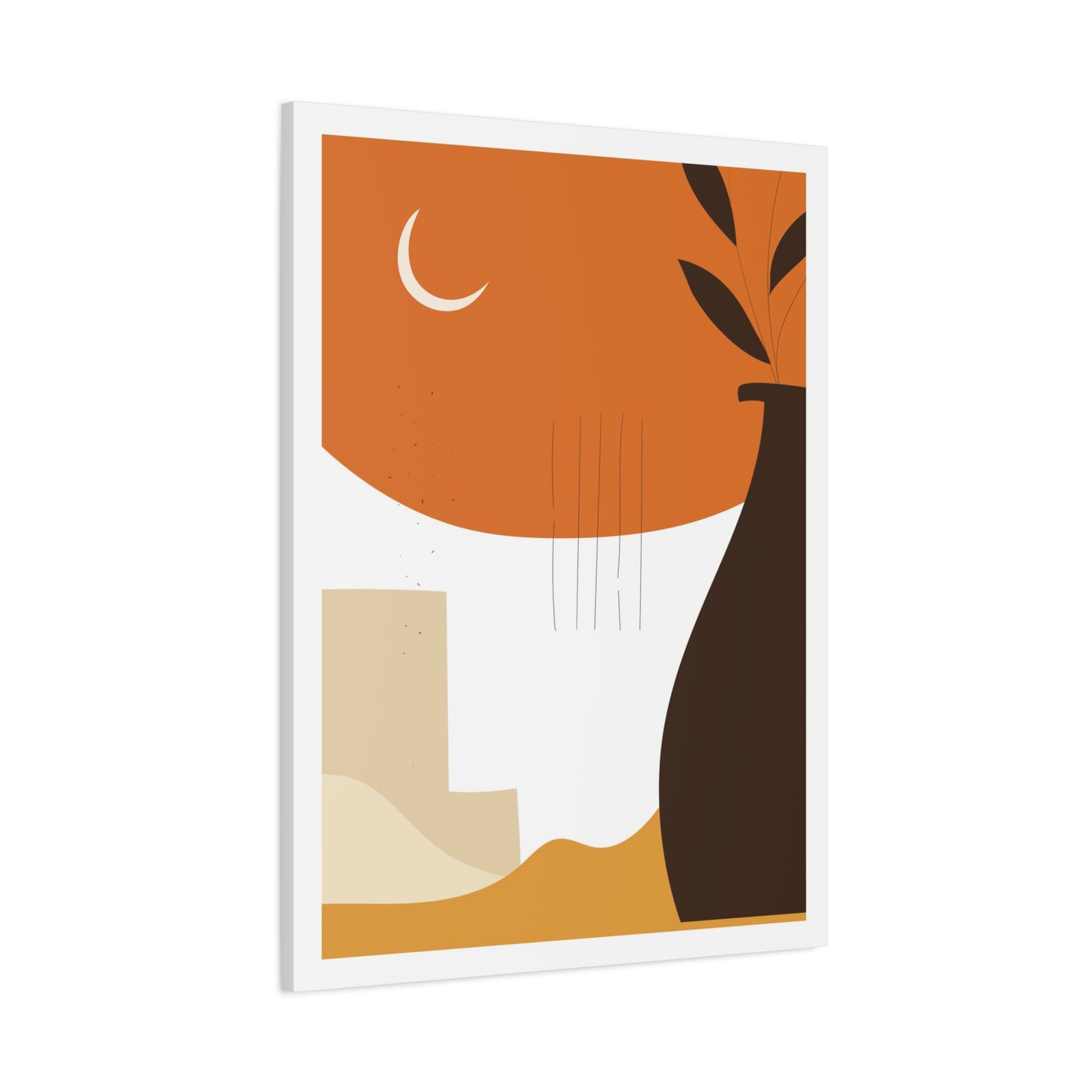 Lunar Bloom Art Set 1.3 - Matte Canvas Decor with Minimalist Leaf Design