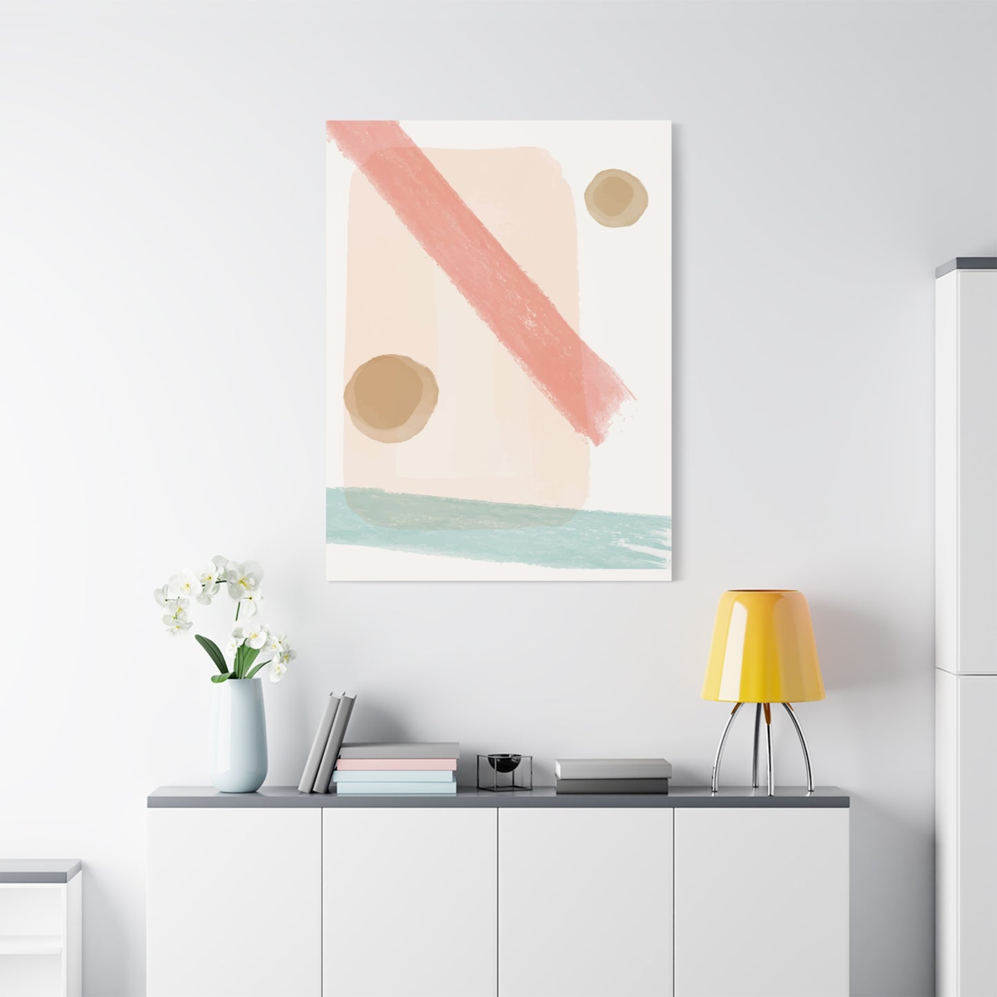 Pastel Pulse Art Set 1.2 - Matte Canvas Decor with Minimalist Leaf Design
