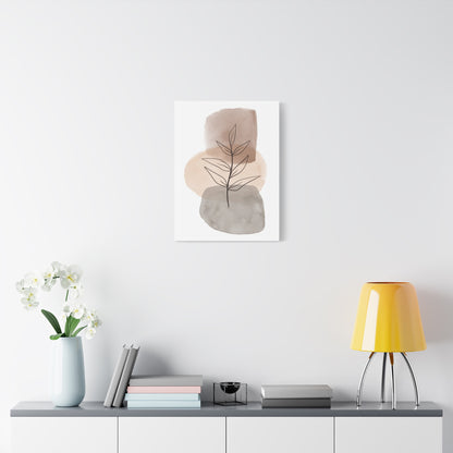 Brown Botanical Wall Art Set 1.3 - Matte Canvas Decor with Minimalist Leaf Design