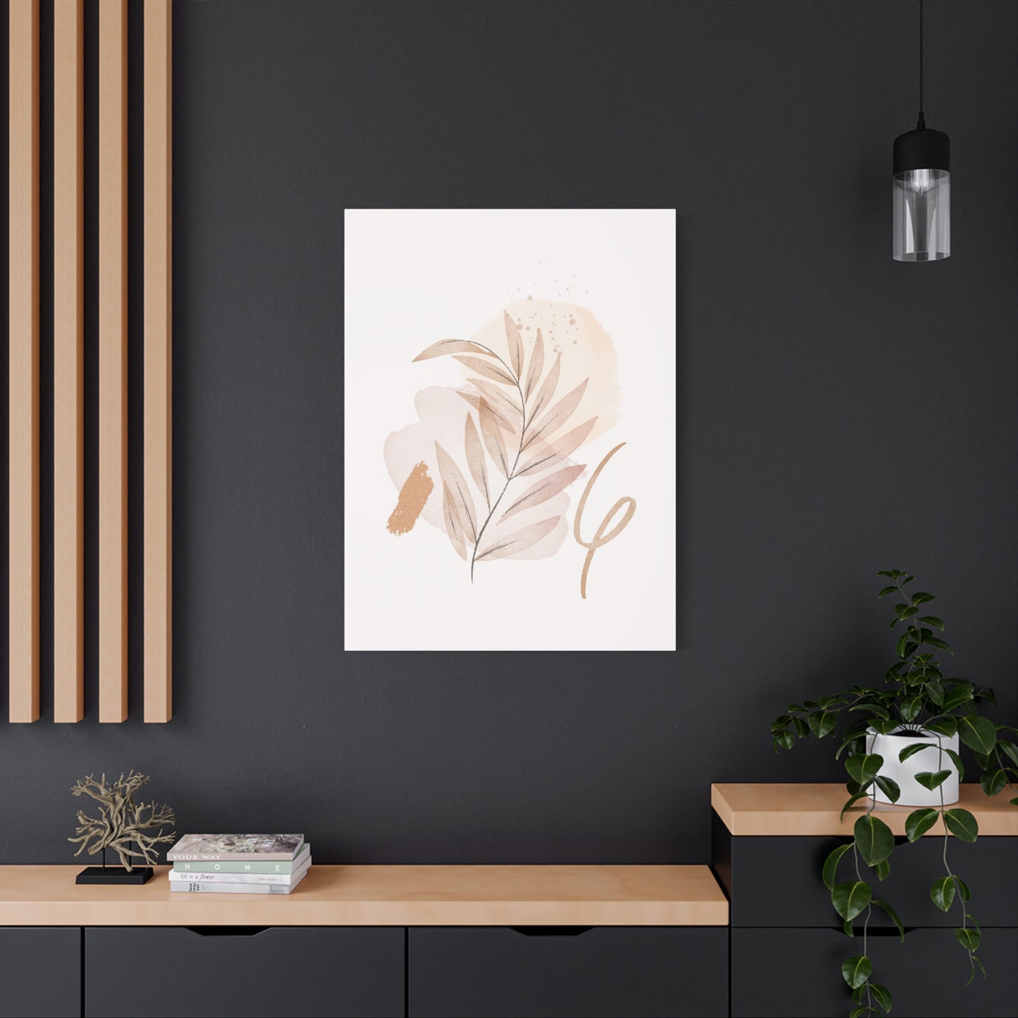 Abstract Earthy Florals Art Set 1.3 - Matte Canvas Decor with Minimalist Leaf Design