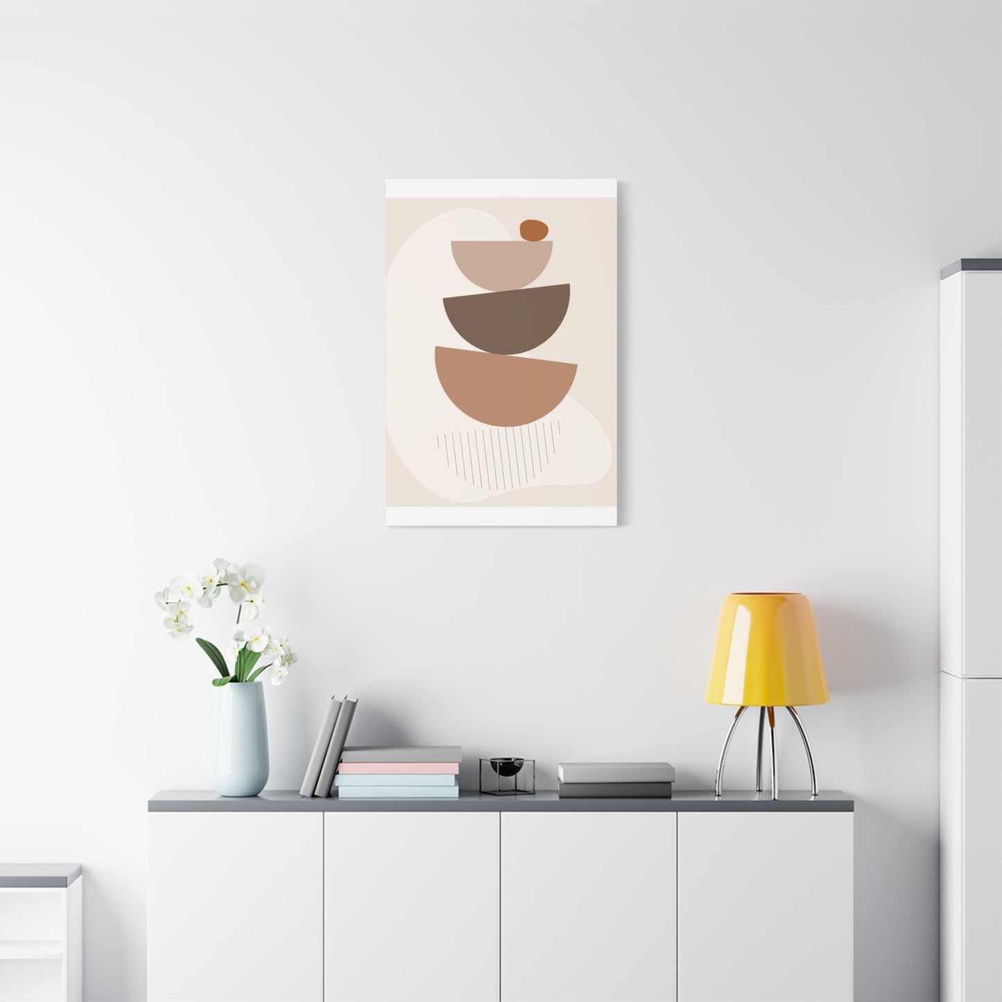 Brown View Wall Art Set 1.2 - Matte Canvas Decor with Minimalist Leaf Design