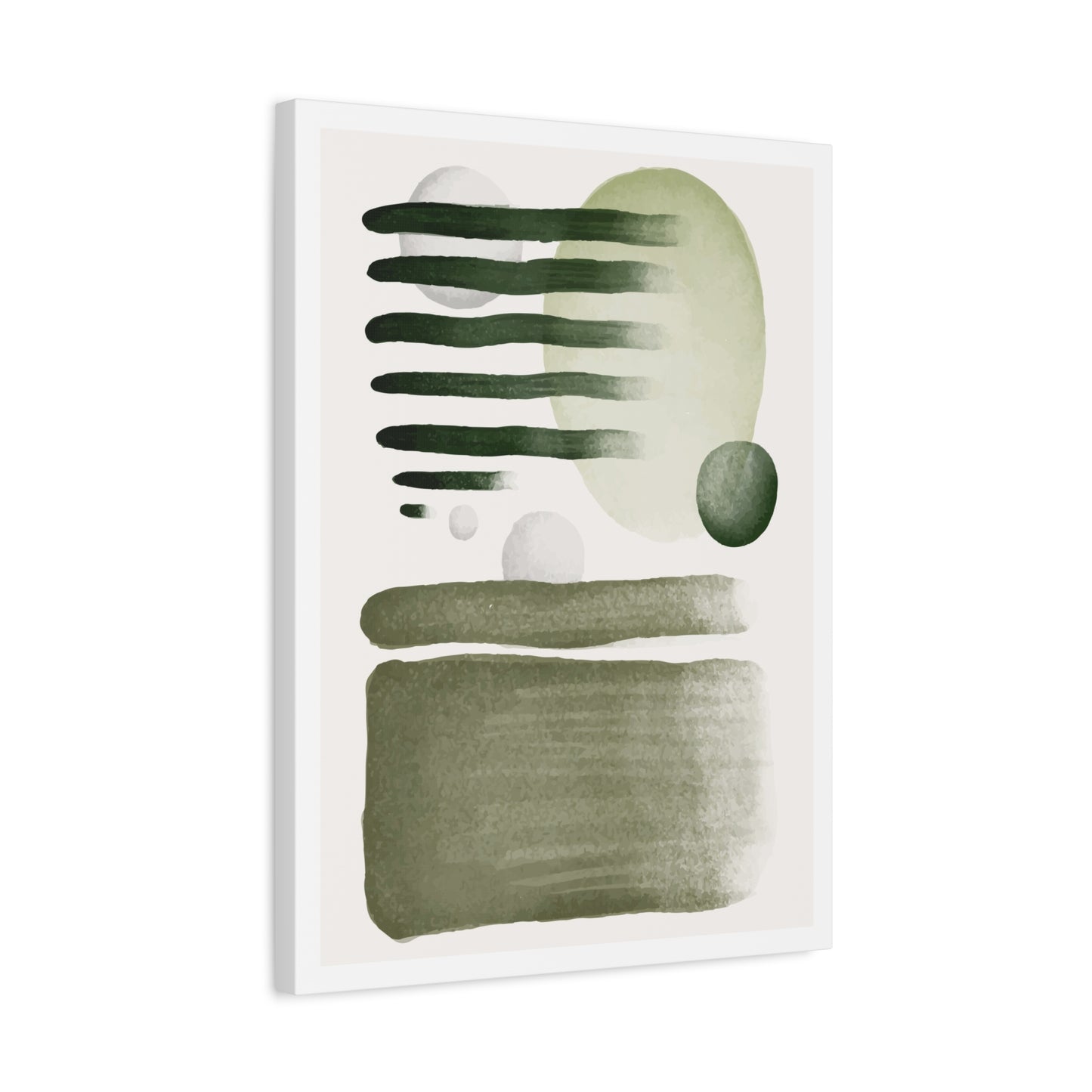 Olive Green Art Set 1.1 - Matte Canvas Decor with Minimalist Leaf Design