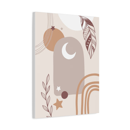 Sunset Botanica Art 1.2 - Matte Canvas Decor with Minimalist Leaf Design