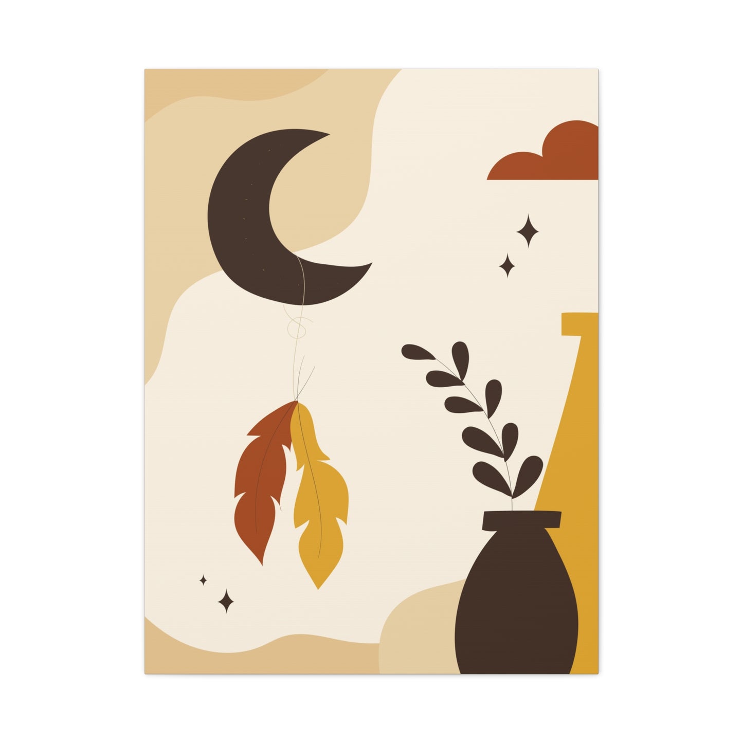 Nocturne Petal Art Set 1.2 - Matte Canvas Decor with Minimalist Leaf Design