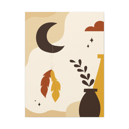 Nocturne Petal Art Set 1.2 - Matte Canvas Decor with Minimalist Leaf Design