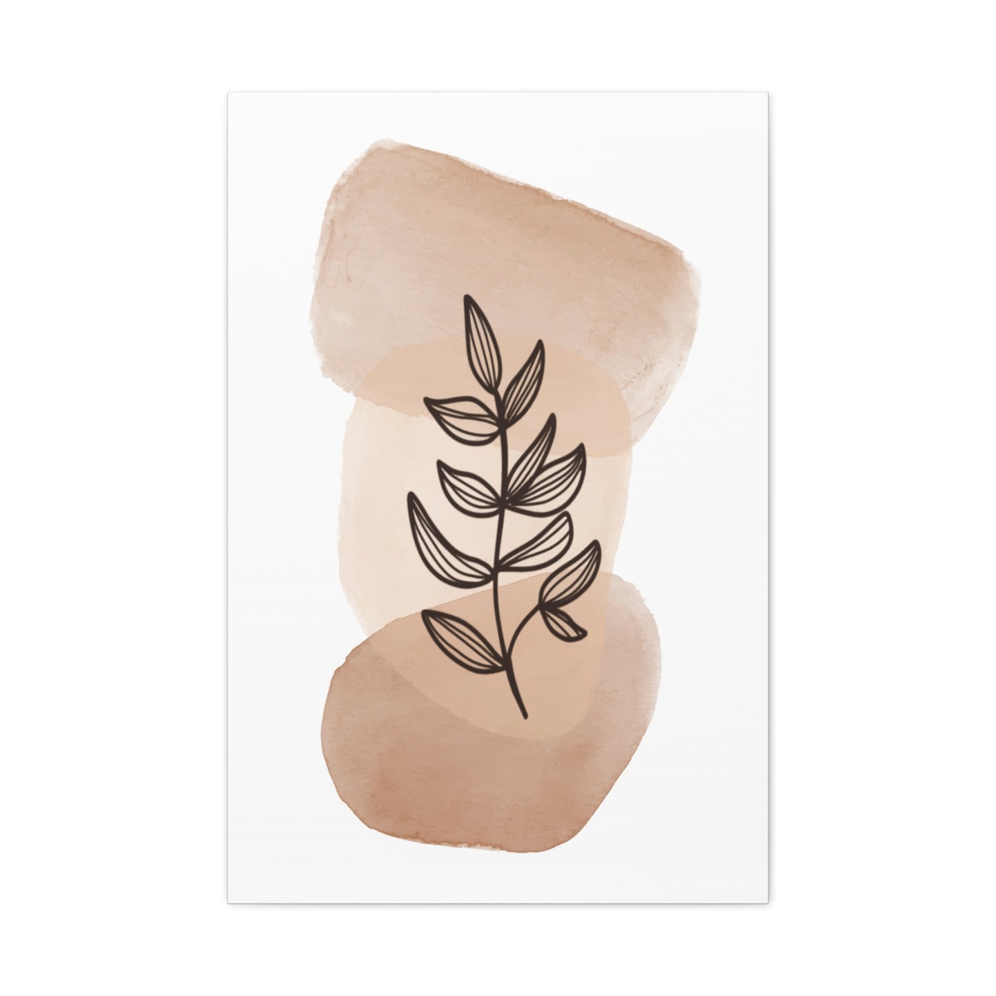 Brown Botanical Wall Art Set 1.1 - Matte Canvas Decor with Minimalist Leaf Design